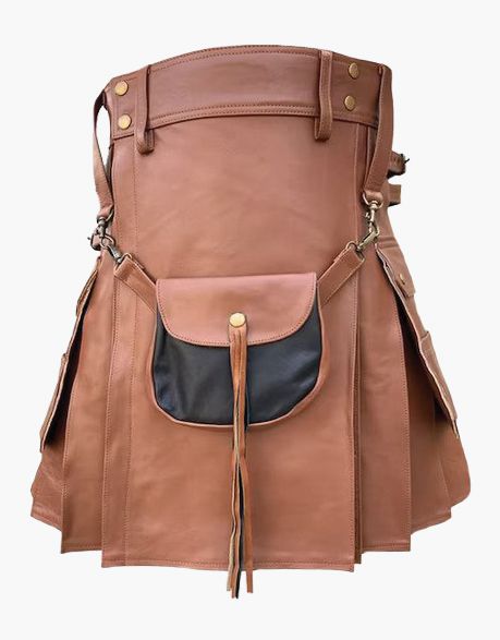 brown leather kilt with sporran