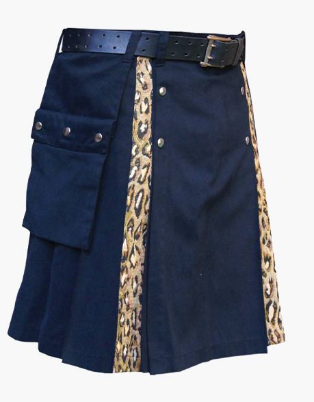Blue and leopard Hybrid Kilt
