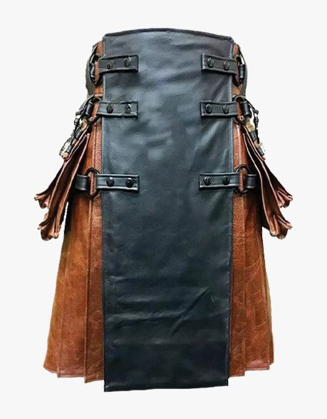 Brown and Black Leather Gothic Kilt