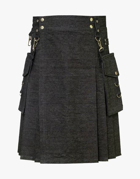 Denim With Detachable Pockets Tactical Kilt