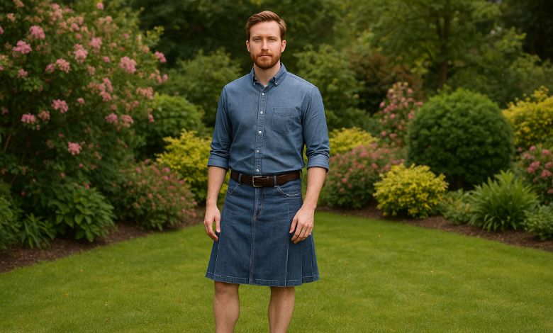 Denim Kilt & Casual Shirt