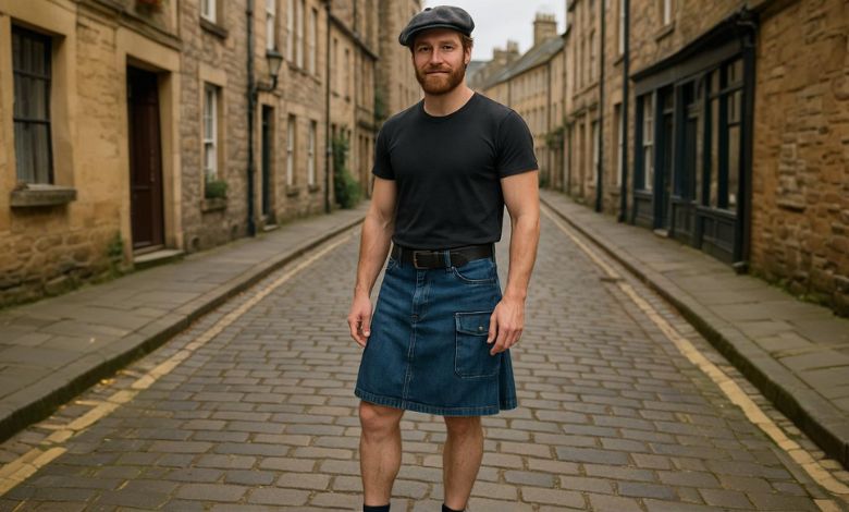 Denim Kilt with T-shirt