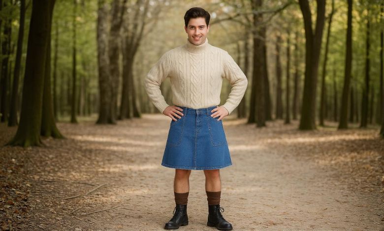 Denim Kilt with casual boots