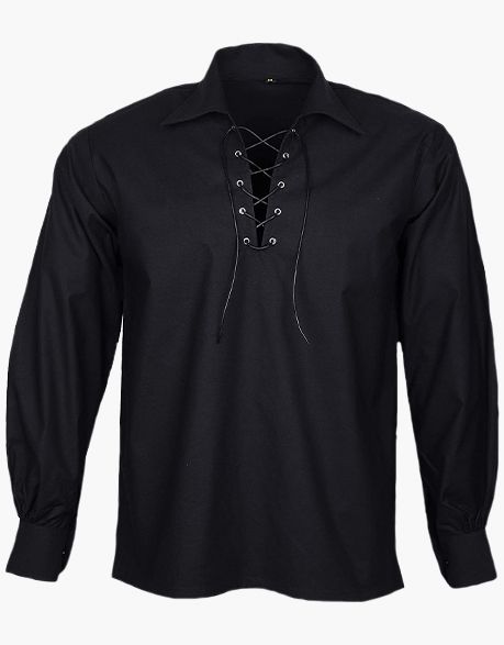Black Jacobite Ghillie Kilt Shirt