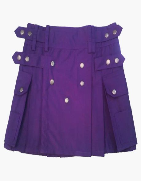 Women's Purple Mini Kilt with Studded Apron