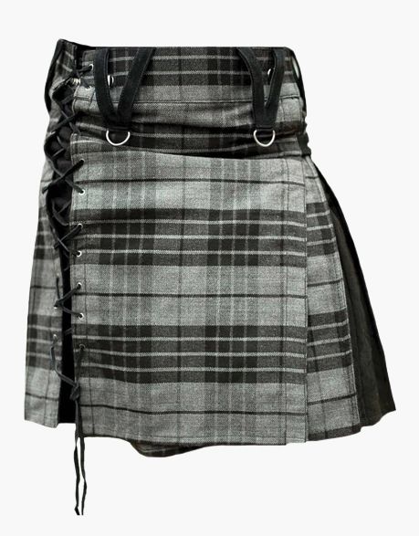 Modern Grey Box Pleated Hybrid Kilt