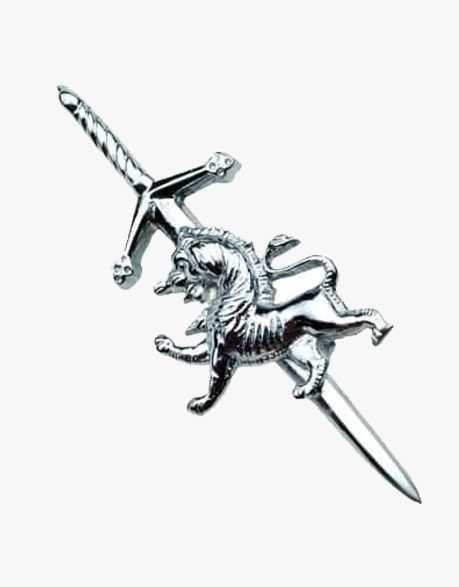 Highland Scottish Rampant Lion Kilt Pin Chrome Finish