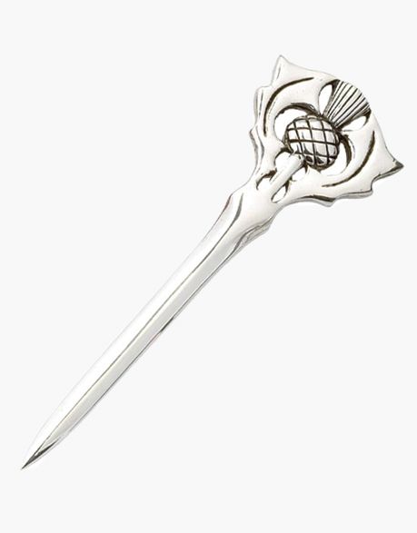 Scottish Thistle Kilt Pin with Chrome Finish