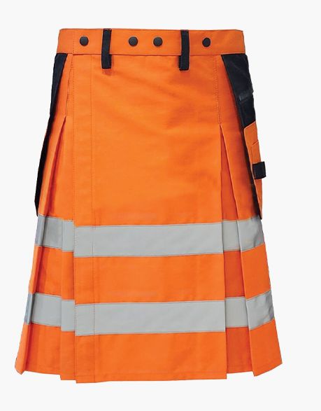 Fluorescent Orange and Black Firefighter Kilt