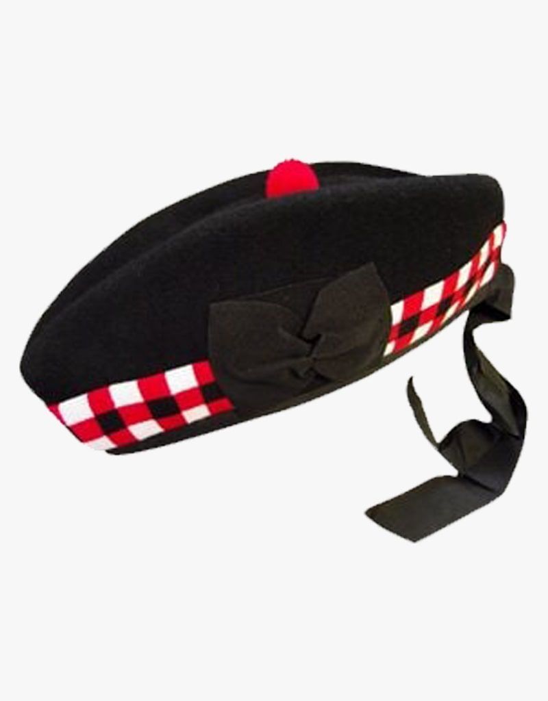 Scottish Glengarry With Red and White Diced Band