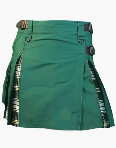 Women Green and St Patrick's Tartan Hybrid Kilt