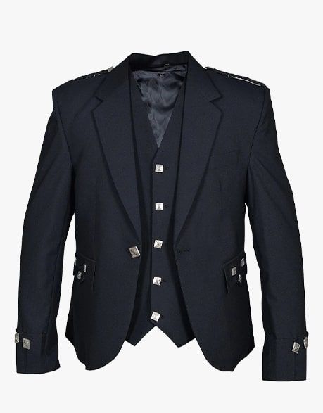 Black Argyle-Jacket with 5 Button Vest