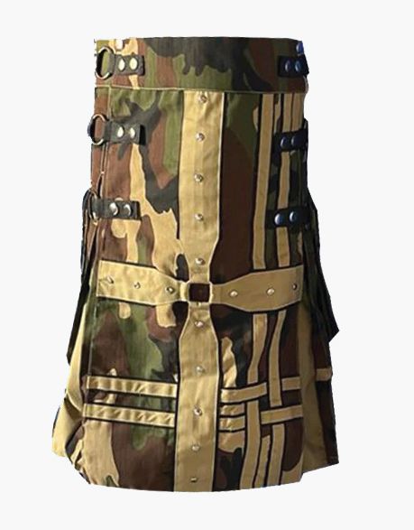 Gothic Woodland Camo and Khaki Hybrid Kilt