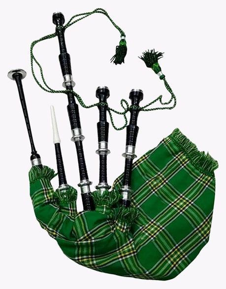 Irish Green Tartan Bagpipes - Highland Bagpipe Instruments