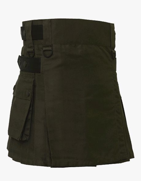 Olive Green Mini Utility Kilt For Women