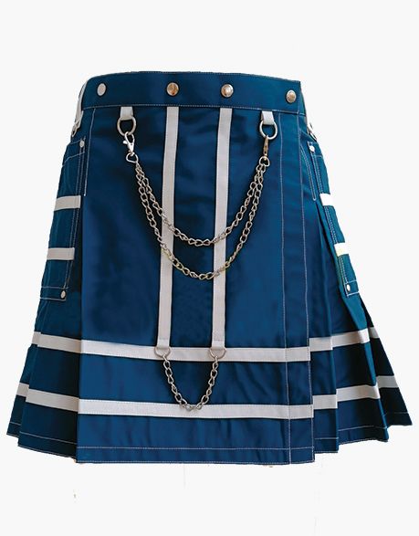 Women Navy Blue Gothic Utility Mini Kilt