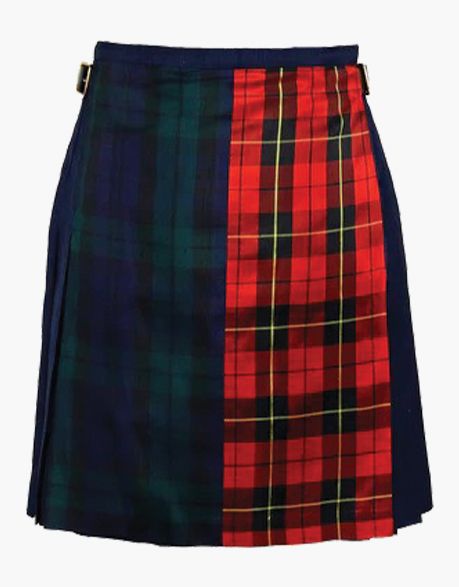 Women's Blue with Black Watch and Wallace Tartan Hybrid Kilt