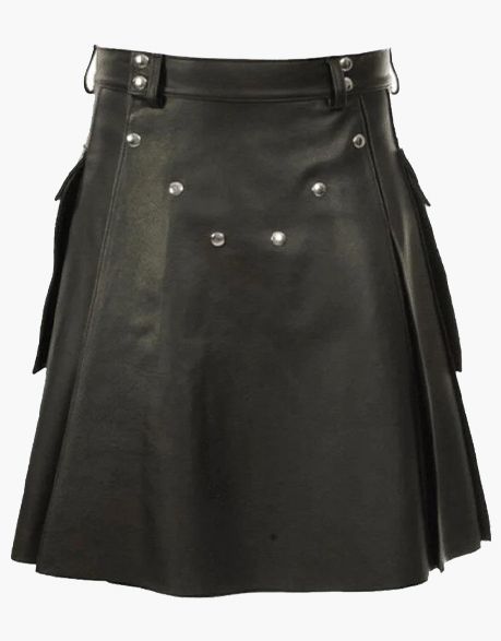 Fashion Black Leather kilt